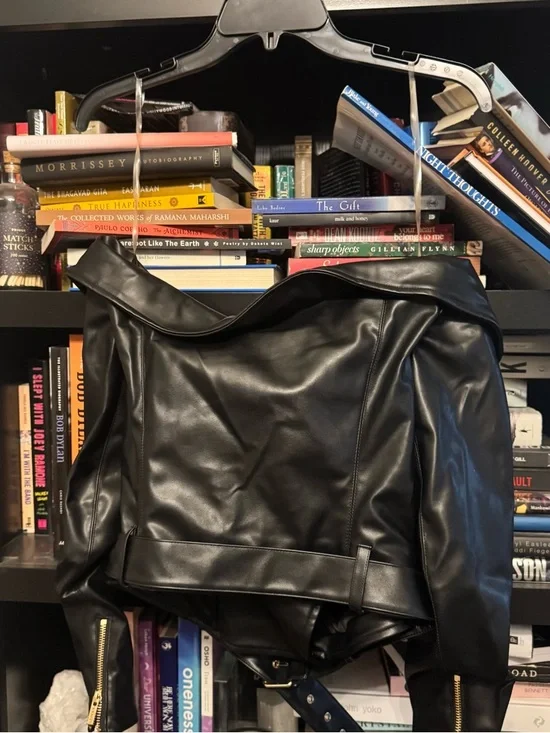 HOUSE OF CB ROMERA FAUX LEATHER VEGAN LEATHER TOP JACKET - Picture 8 of 11